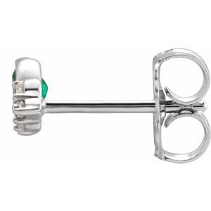 14K White Gold Natural Emerald & .03 CTW Natural Diamond Left Earring – image 2
