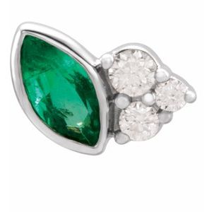 Sterling Silver Lab-Grown Emerald & .03 CTW Natural Diamond Right Earring