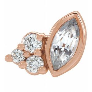 14K Rose Gold Natural White Sapphire & .03 CTW Natural Diamond Right Earring