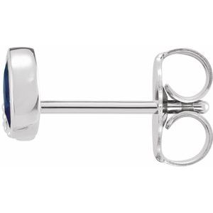 14K White Gold Natural Blue Sapphire & .03 CTW Natural Diamond Right Earring – image 2