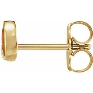 14K Yellow Gold Natural Citrine & .03 CTW Natural Diamond Right Earring