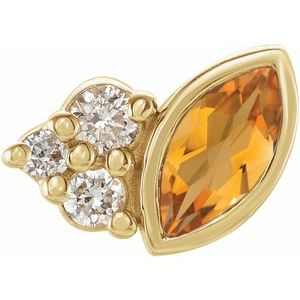 14K Yellow Gold Natural Citrine & .03 CTW Natural Diamond Right Earring