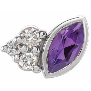 14K White Gold Natural Amethyst & .03 CTW Natural Diamond Right Earring