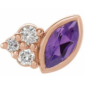 14K Rose Gold Natural Amethyst & .03 CTW Natural Diamond Right Earring