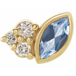 14K Yellow Gold Natural Aquamarine & .03 CTW Natural Diamond Right Earring