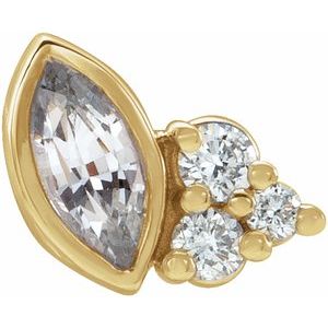 14K Yellow Gold Natural White Sapphire & .03 CTW Natural Diamond Left Earring