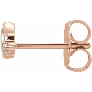 14K Rose Gold Natural White Sapphire & .03 CTW Natural Diamond Left Earring