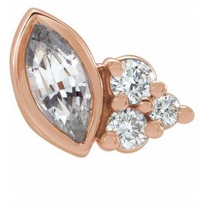 14K Rose Gold Natural White Sapphire & .03 CTW Natural Diamond Left Earring