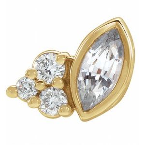 14K Yellow Gold Natural White Sapphire & .03 CTW Natural Diamond Right Earring