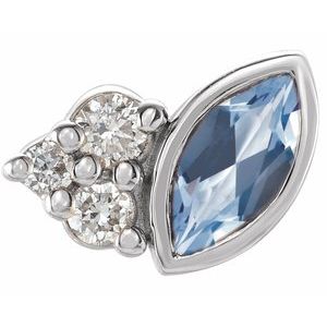 14K White Gold Natural Aquamarine & .03 CTW Natural Diamond Right Earring