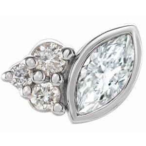 14K White Gold 1/10 CTW Natural Diamond Right Earring