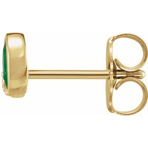 14K Yellow Gold Lab-Grown Emerald & .03 CTW Natural Diamond Right Earring