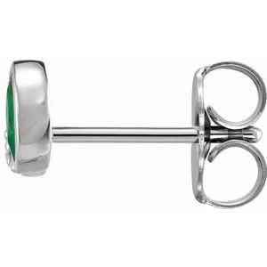 14K White Gold Lab-Grown Emerald & .03 CTW Natural Diamond Right Earring