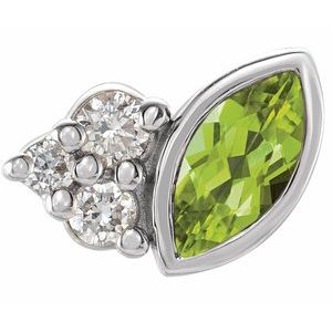 14K White Gold Natural Peridot & .03 CTW Natural Diamond Right Earring