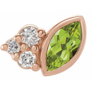 14K Rose Gold Natural Peridot & .03 CTW Natural Diamond Right Earring