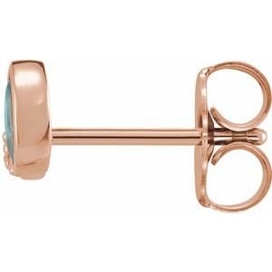 14K Rose Gold Natural Blue Zircon & .03 CTW Natural Diamond Right Earring – image 2