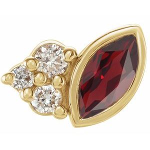 14K Yellow Gold Natural Mozambique Garnet & .03 CTW Natural Diamond Right Earring