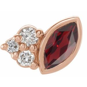 14K Rose Gold Natural Mozambique Garnet & .03 CTW Natural Diamond Right Earring