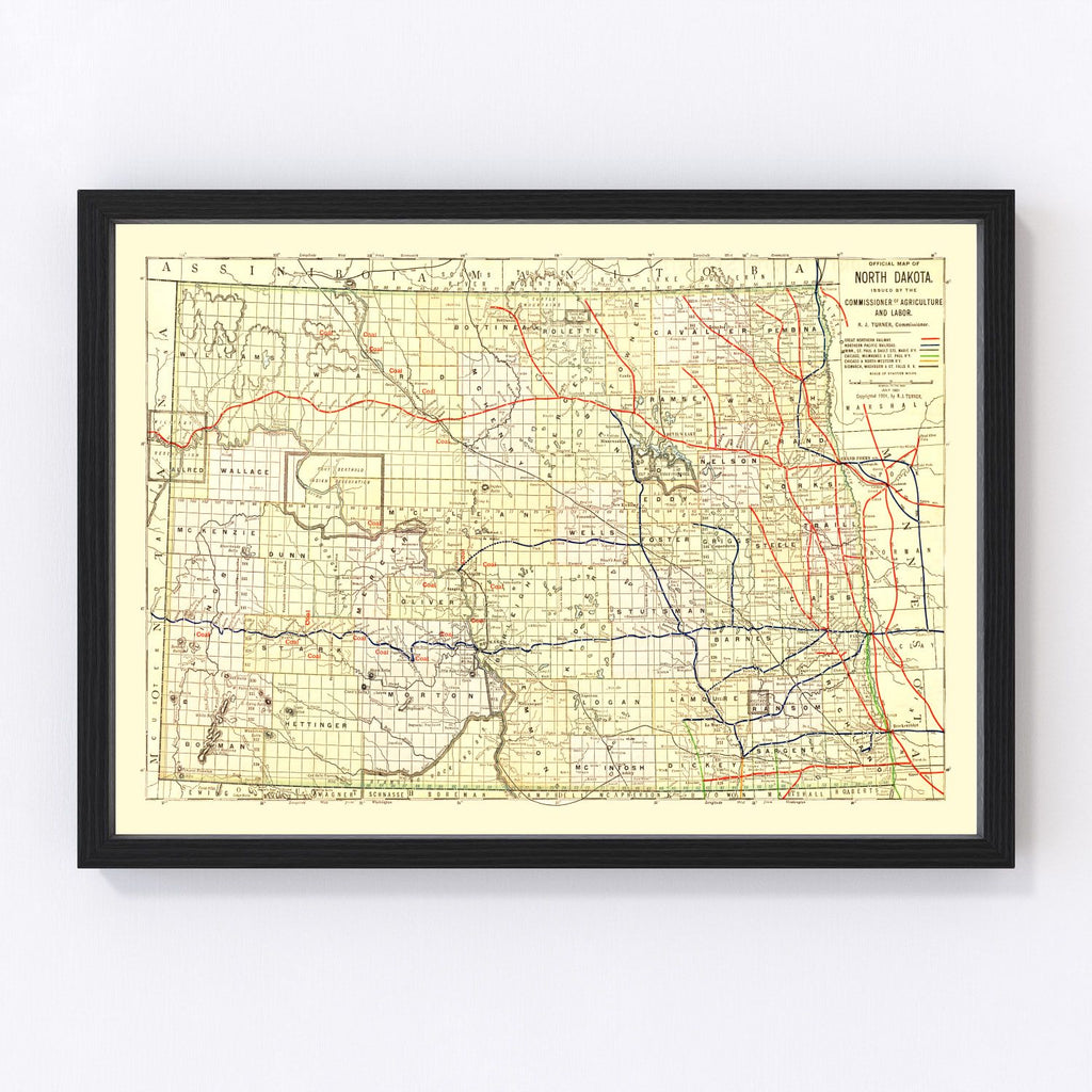 Vintage Map of North Dakota 1901