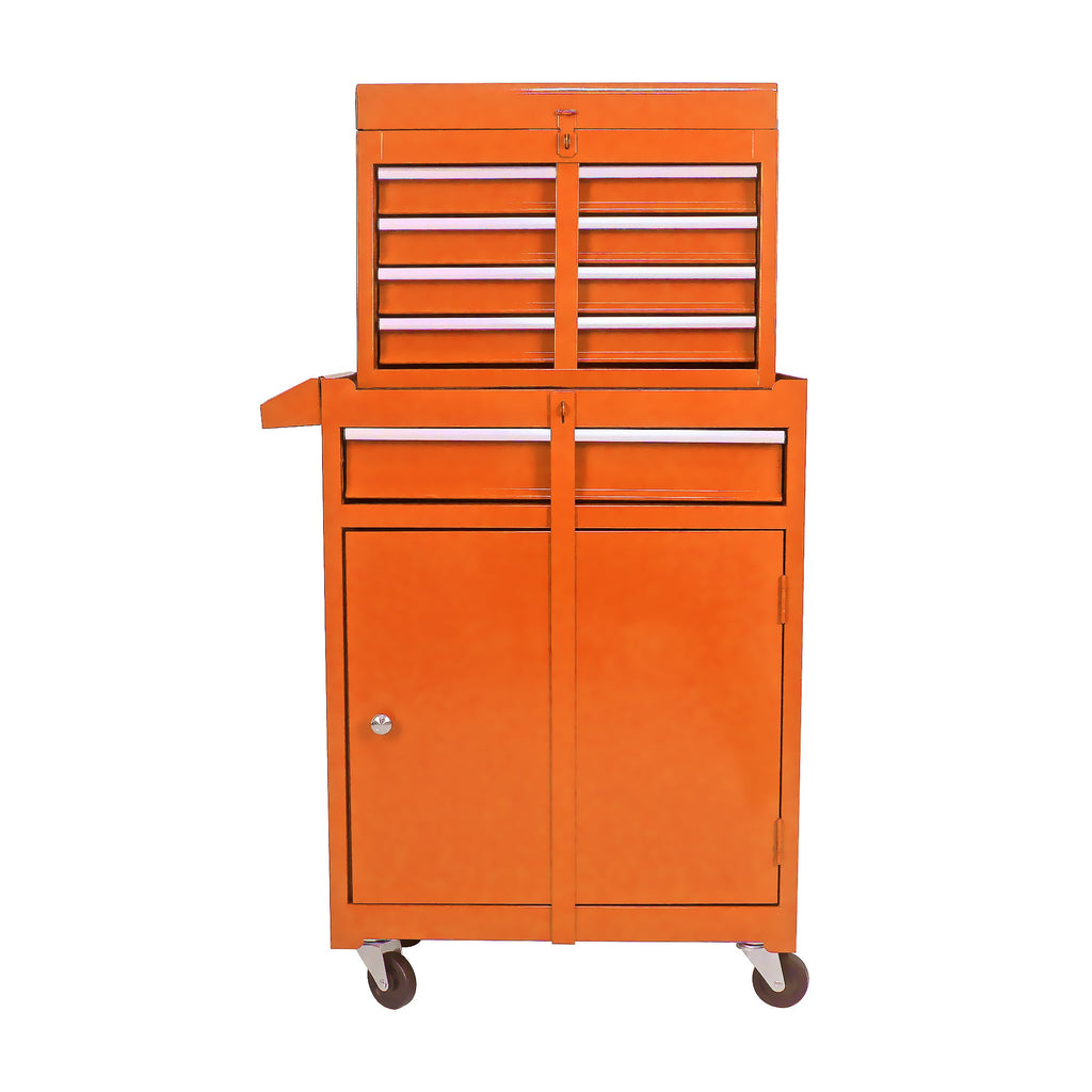 Rolling Tool Chest, 5-Drawer Tool Box Organizer w/Lockable Wheels & Sliding Drawers & Detachable Top & Adjustable Shelf, Tool Storage Cabinet for Garage Workshop(Orange)