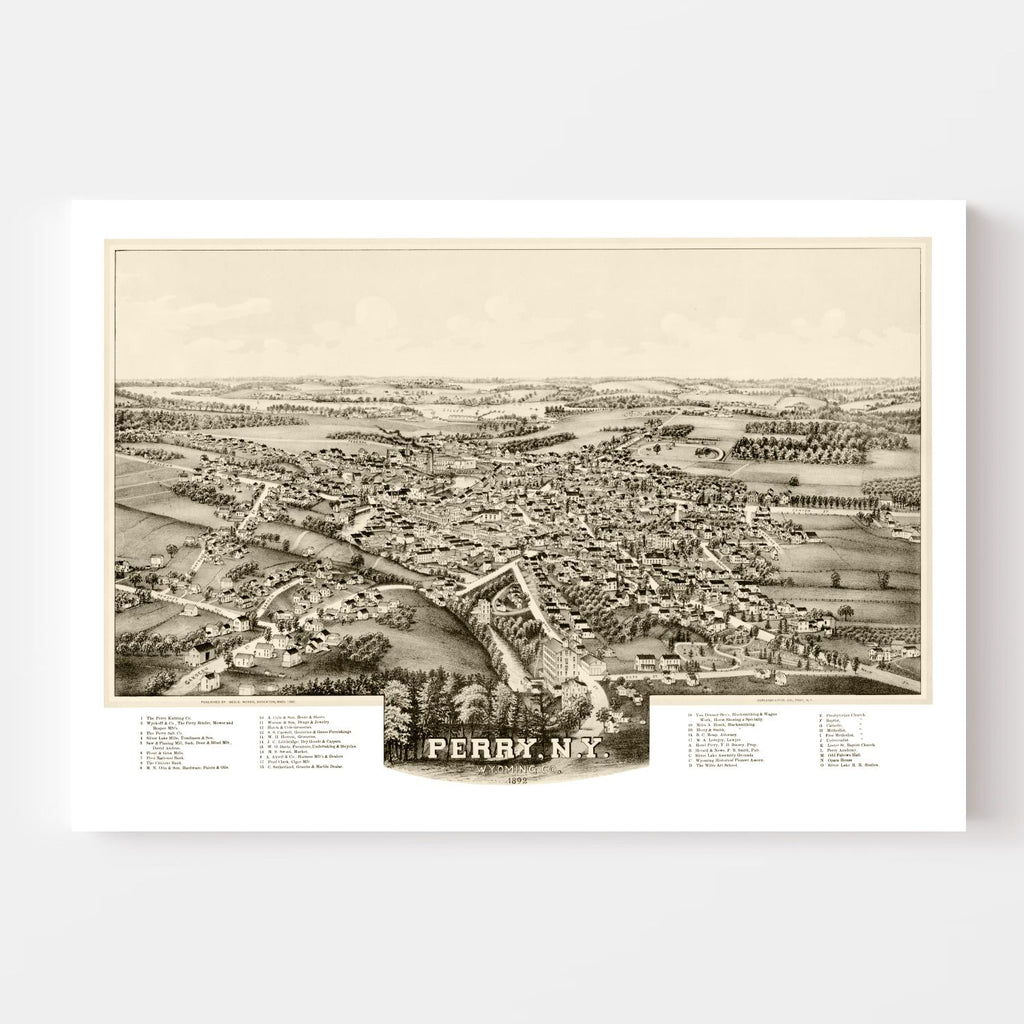 Vintage Map of Perry, New York 1892