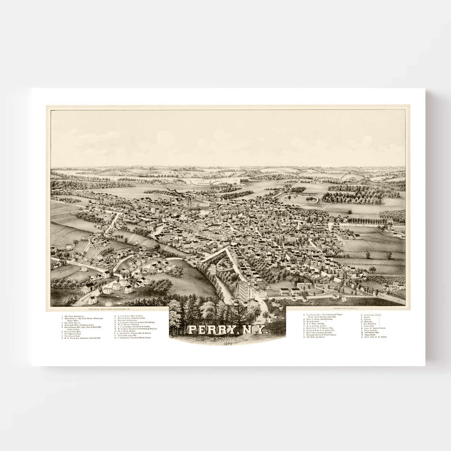 Vintage Map of Perry, New York 1892