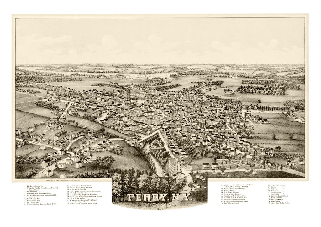 Vintage Map of Perry, New York 1892