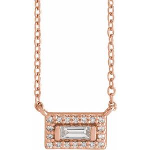 14K Rose Gold 1/10 CTW Natural Diamond Halo-Style 16" Necklace
