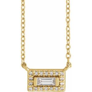 14K Yellow Gold 1/10 CTW Natural Diamond Halo-Style 18" Necklace