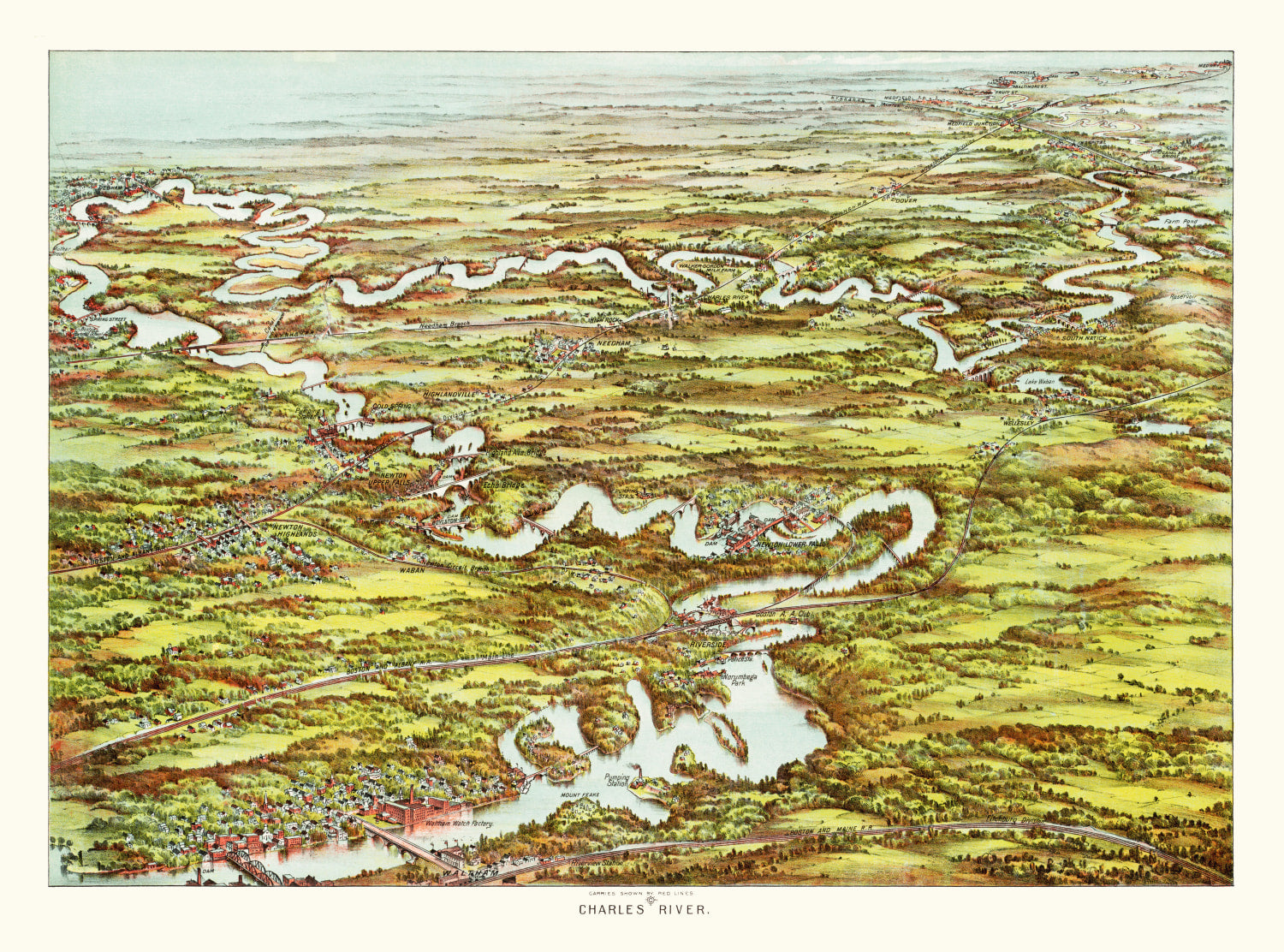 Vintage Map of Charles River, 1900