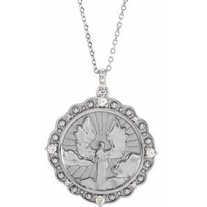 Sterling Silver 1/6 CTW Natural Diamond Guardian Angel 16-18" Necklace