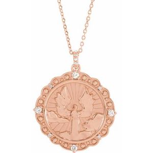 14K Rose Gold 1/6 CTW Natural Diamond Guardian Angel 16-18" Necklace
