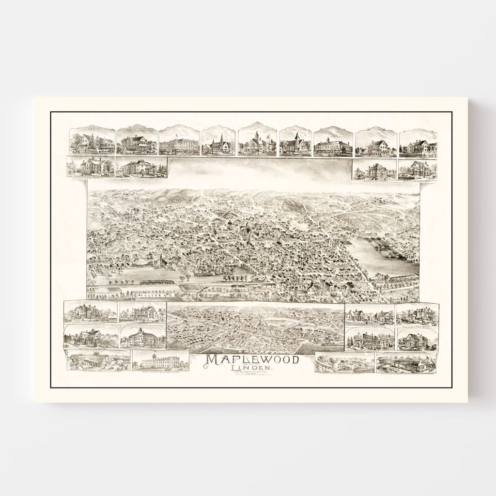 Vintage Map of Maplewood & Linden, MA 1879
