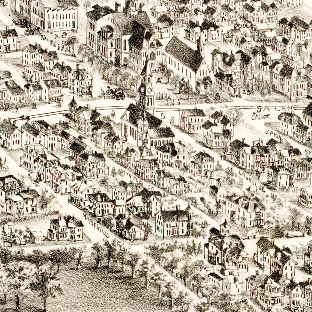 Vintage Map of Maplewood & Linden, MA 1879