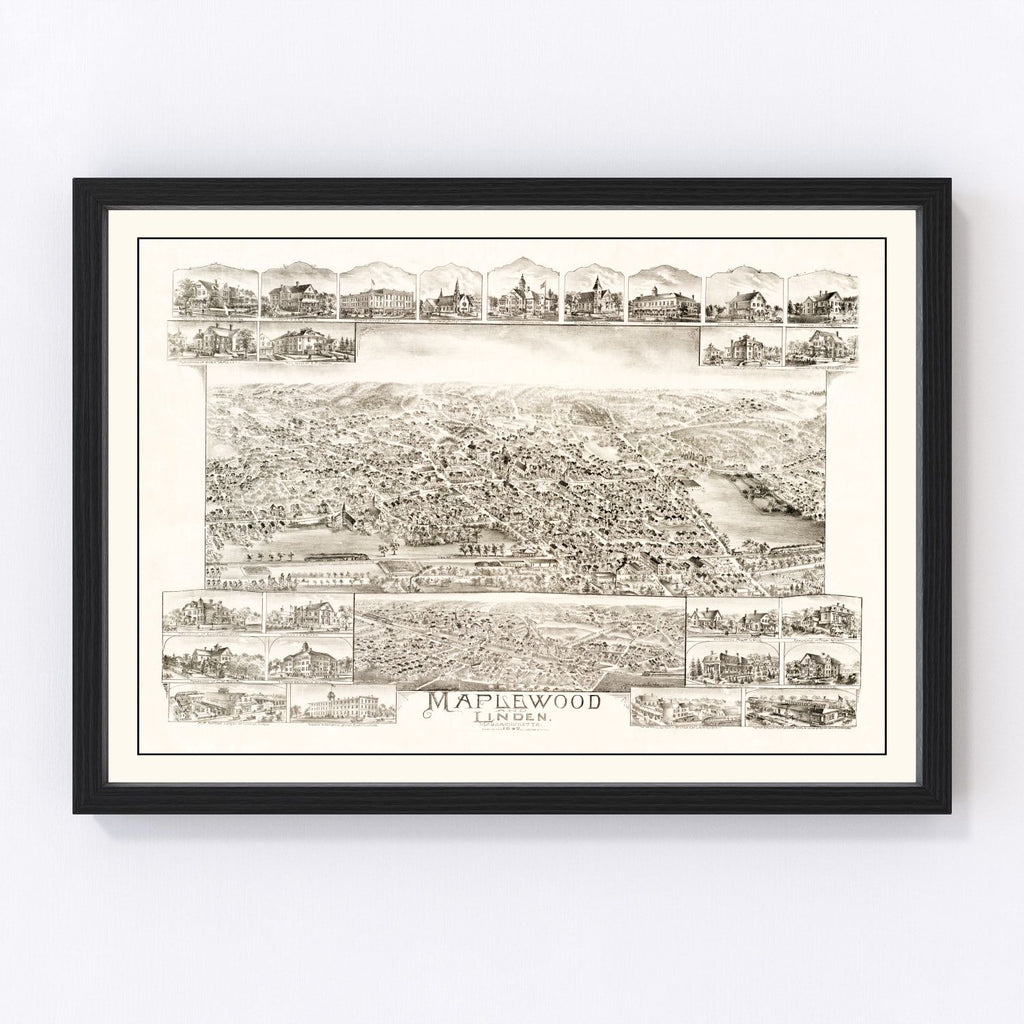 Vintage Map of Maplewood & Linden, MA 1879