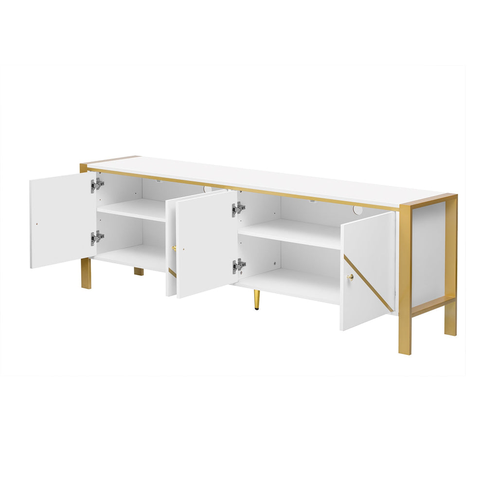 U-Can 70.9''Modern Minimalist TV Stand for TVs up to 75 Inches, Entertainment Center Media Console Cabinet with 2 Spacious Cabinets for Living room