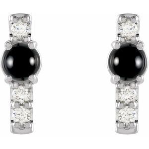 Platinum Natural Black Onyx & 1/5 CTW Natural Diamond Bar Earrings – image 2