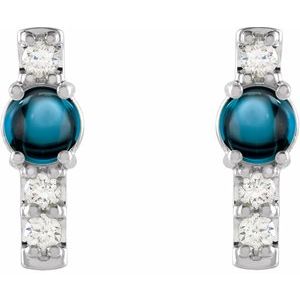 Platinum Natural London Blue Topaz & 1/5 CTW Natural Diamond Bar Earrings – image 2