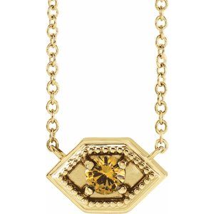 14K Yellow Gold Natural Yellow Sapphire Geometric 18" Necklace