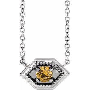 Platinum Natural Yellow Sapphire Geometric 16" Necklace