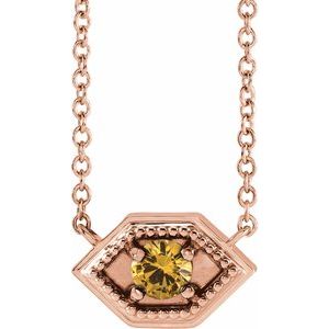 14K Rose Gold Natural Yellow Sapphire Geometric 18" Necklace