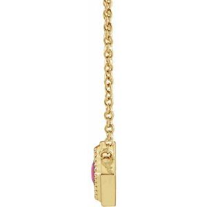 14K Yellow Gold Natural Pink Sapphire Geometric 16" Necklace
