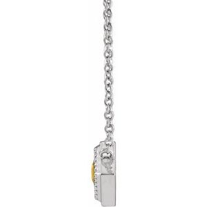 Platinum Natural Yellow Sapphire Geometric 16" Necklace