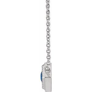 Sterling Silver Natural Blue Sapphire Geometric 16" Necklace