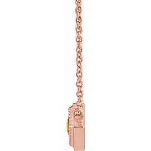 14K Rose Gold Natural Yellow Sapphire Geometric 18" Necklace