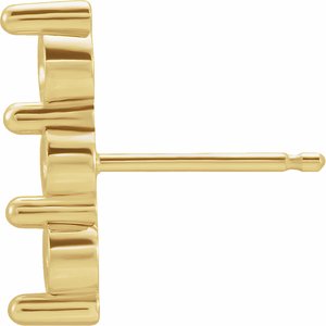 14K Yellow Gold Three-Stone Bar Earring Mounting – image 2