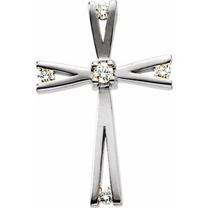14K White Gold .07 CTW Natural Diamond Cross Pendant