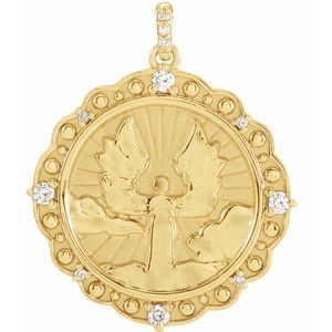 14K Yellow Gold 1/6 CTW Natural Diamond Guardian Angel Pendant
