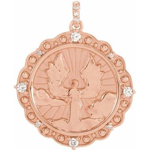 14K Rose Gold 1/6 CTW Natural Diamond Guardian Angel Pendant