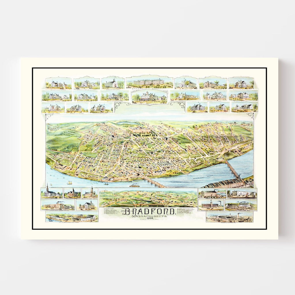 Vintage Map of Bradford, Massachusetts 1892